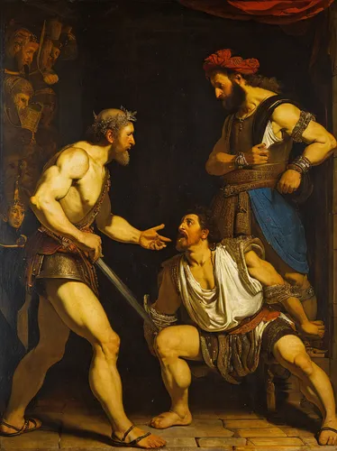 the death of socrates,greco-roman wrestling,thymelicus,samaritan,pilate,dornodo,narcissus,pankration,sparta,bougereau,narcissus of the poets,lampides,dispute,hercules,way of the cross,julius caesar,2nd century,king lear,confrontation,gaul,Art,Artistic Painting,Artistic Painting 38