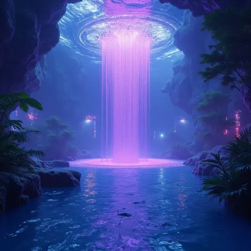 waterfall,water fall,purple wallpaper,water falls,underwater oasis,fantasy picture,Photography,General,Realistic