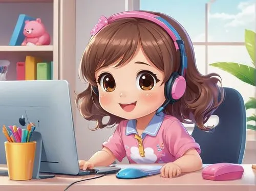 chieri,miku maekawa,uzuki,kidsoft,atsumi,girl at the computer,girl studying,azuki,nanami,dva,animator,nanfu,haru,chibchan,maekawa,anime cartoon,toshiyori,kawai,tokimeki,pamyu,Illustration,Japanese style,Japanese Style 01