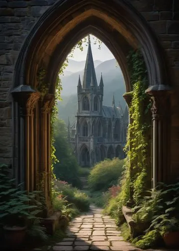 nargothrond,hogwarts,gondolin,rivendell,erebor,diagon,fairy tale castle,riftwar,fantasy landscape,fairytale castle,tirith,hall of the fallen,theed,fablehaven,briarcliff,a fairy tale,castle of the corvin,pointed arch,fairy tale,fantasy picture,Art,Artistic Painting,Artistic Painting 41