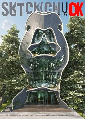 an unusual architectural design features in this poster,skookumchuck,sketchup,architekten,krutick,skoch,architektur,Conceptual Art,Daily,Daily 35