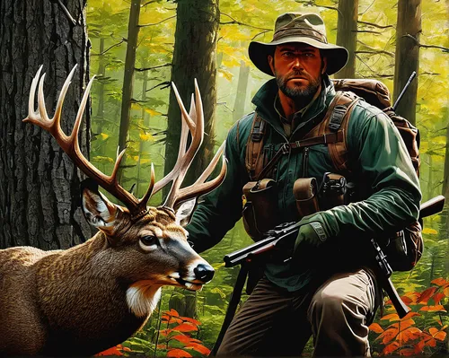 Write a thrilling story about a hunter tracking a whitetail in the dense forest.,hunting scene,woodsman,deer hunting,no hunting,buck,whitetail,chasseur,gamekeeper,bucks,wildlife biologist,rifleman,elk