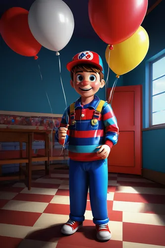 3d render,3d rendered,cinema 4d,3d model,b3d,happy birthday balloons,red balloon,balloon,3d rendering,mario,balloon head,super mario,3d modeling,3d figure,digital compositing,birthday balloon,plumber,big top,children's background,3d man,Art,Artistic Painting,Artistic Painting 48