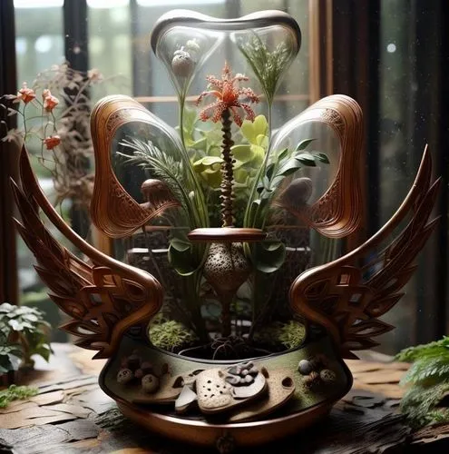 herbology,art nouveau frame,flower vase,fragrance teapot,art nouveau frames,terrarium