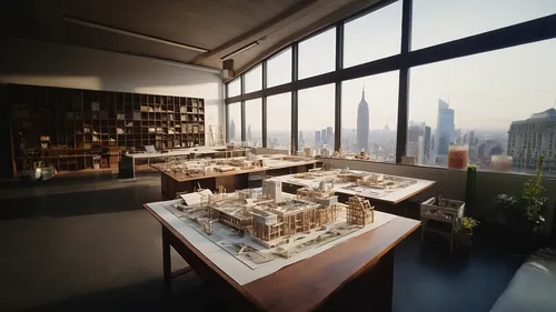 penthouse apartment,hudson yards,study room,3d rendering,tilt shift,bookshelves,modern office,reading room,habitat 67,manhattan skyline,hoboken condos for sale,dolls houses,conference room table,school design,scale model,board room,celsus library,skyscapers,model house,chefs kitchen