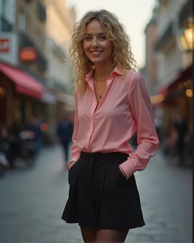  (((1woman))), pantyhose focus, Middle-aged British woman, (curly blonde hair, messy hair), flawless smooth skin, (full lips), athletic, slender, skinny, wide hips,  curves, smiling, confident, happy,