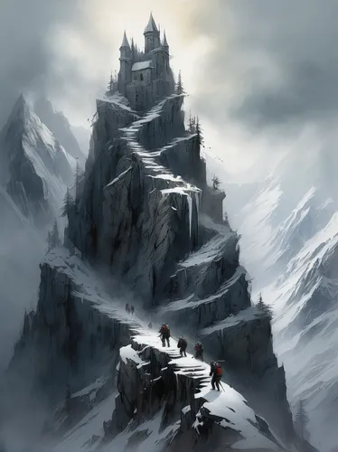 snow mountain,ice castle,snow mountains,summit castle,mountain settlement,alpine crossing,snow house,fantasy landscape,eternal snow,mountain scene,mountain peak,mountain slope,snow landscape,thermokarst,mountains snow,northrend,mountain landscape,fantasy picture,mountain world,snow slope,Illustration,Abstract Fantasy,Abstract Fantasy 18