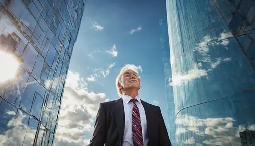 Commercial building, modern architecture, cityscape, busy street, skyscraper, glass windows, steel frames, concrete foundation, urban landscape, insurance agent, middle-aged man, suit, tie, briefcase,