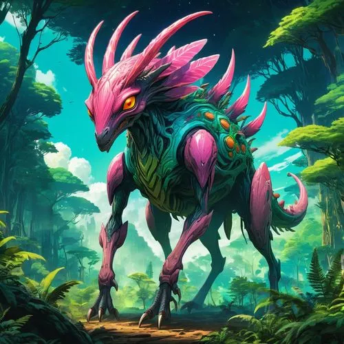 A primitive alien large animal from a dense forest on an alien planet.,forest dragon,wehrung,destoroyah,fantasy animal,jaggi,chakavian,jaggernauth,jatayu,ginossar,neibaur,eoraptor,sheinwold,bawazir,ar