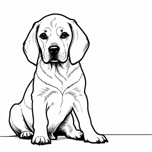 a dog is sitting with its paws crossed,dog line art,dog illustration,dog drawing,labrador,labrador retriever,dubernard,Design Sketch,Design Sketch,Rough Outline