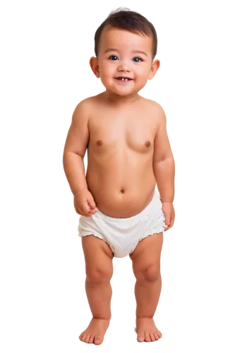 Baby, cute face, soft skin, tiny hands, chubby legs, white diaper, cartoonish, colorful background, gentle smile, innocent eyes, 3/4 composition, shallow depth of field, warm color tone, soft focus, a