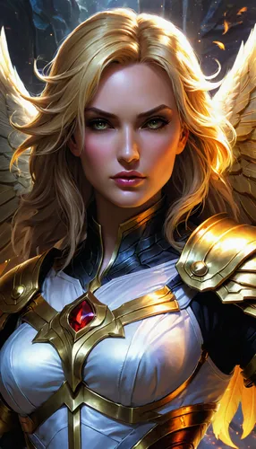 archangel,fire angel,the archangel,paladin,goddess of justice,female warrior,heroic fantasy,massively multiplayer online role-playing game,joan of arc,captain marvel,angels of the apocalypse,yang,phoenix,lux,birds of prey,dove of peace,fantasy woman,kryptarum-the bumble bee,white eagle,mercy,Conceptual Art,Fantasy,Fantasy 13