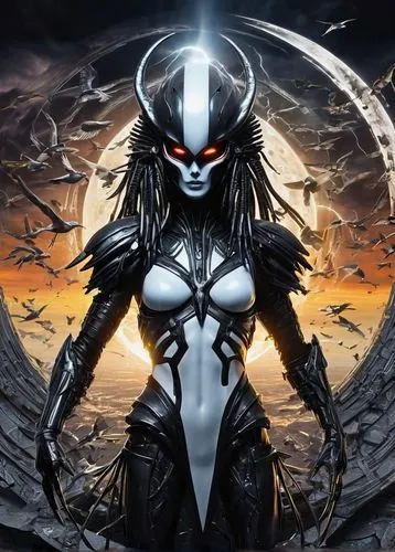 dark elf,dark angel,death angel,alien warrior,maiden,darth talon,evil woman,widow spider,black angel,sorceress,archangel,angel of death,spawn,queen of the night,fantasy woman,warrior woman,huntress,horn of amaltheia,female warrior,priestess,Art,Artistic Painting,Artistic Painting 42