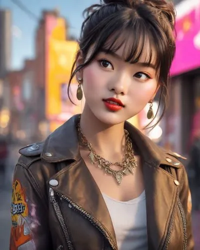 The character is a Roman-inspired young woman, set in a modern, urban environment with a graffiti backdrop. She is expressive and confident, with a bold street style that is both trendy and edgy. Her 