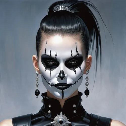 gothic portrait,deathrock,mudvayne,scull,arlequin,face paint,goth woman,chthonic,lacrimosa,gothic woman,hoest,skold,skull bones,genest,day of the dead,psychobilly,skull mask,calavera,voodoo woman,skull and cross bones,Conceptual Art,Fantasy,Fantasy 29