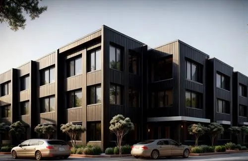 BLACK THEME, BLACK EXTERIOR WALLS,new housing development,apartment building,apartment block,modern architecture,facade panels,residential,residential building,modern house,apartments,modern building,