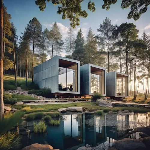 cubic house,house in the forest,forest house,snohetta,cube house,modern house,Photography,General,Realistic