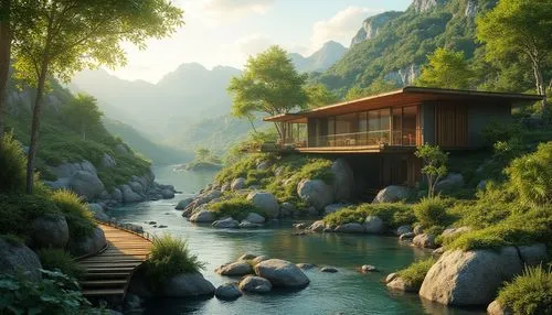 asian architecture,house in mountains,shaoming,house in the mountains,japan landscape,seclude,teahouse,hushan,beautiful japan,secluded,tailandia,beautiful landscape,wudang,river landscape,tranquility,japanese garden,home landscape,tigers nest,oriental,seclusion,Photography,General,Realistic