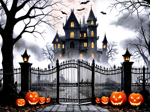 halloween background,halloween border,halloweentown,halloween wallpaper,halloween frame,halloween poster,haunted cathedral,halloween scene,haunted castle,halloween borders,halloween illustration,helloween,halloween banner,halloween night,the haunted house,halloween and horror,hallows,october 31 halloween,halloweenkuerbis,halloween icons,Illustration,Realistic Fantasy,Realistic Fantasy 21