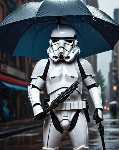 stormtrooper,storm troops,protection from rain,rain protection,man with umbrella,darth wader,raindops,imperial,rain stoppers,rain suit,star wars,raincoat,silver rain,brolly,starwars,walking in the rain,darth vader,rain pants,droids,droid