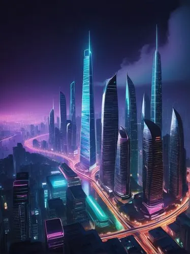 cybercity,futuristic landscape,cybertown,cyberport,coruscant,megapolis,fantasy city,futuristic architecture,cyberworld,black city,arcology,guangzhou,megacorporations,megacities,megacorporation,coldharbour,homeworlds,superhighways,dubay,futurist,Illustration,Vector,Vector 11