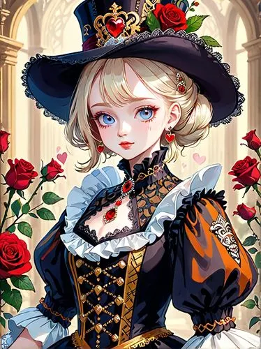 victorian lady,victorian style,victorian,baroque,custom portrait,portrait background,rococo,venetia,victorian fashion,rose flower illustration,old elisabeth,angelica,cinderella,masquerade,romantic portrait,sultana,rosa ' amber cover,country dress,vampire lady,crown carnation,Anime,Anime,General