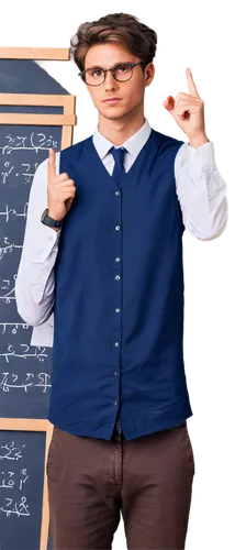 Mathematical formulae, stock market background, chalkboard design, complex equations, 3D graphs, financial charts, male mathematician, white shirt, black trousers, messy brown hair, glasses, focused e