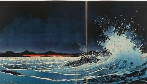 japanese wave paper,pettibon,japanese waves,japanese wave,sea storm,hiroshige,franquin,okimoto,wyland,takimoto,stormy sea,matruschka,tsunamis,ocean waves,hokusai,crashing waves,rogue wave,seascape,kuroshio,sea landscape,Illustration,Japanese style,Japanese Style 09