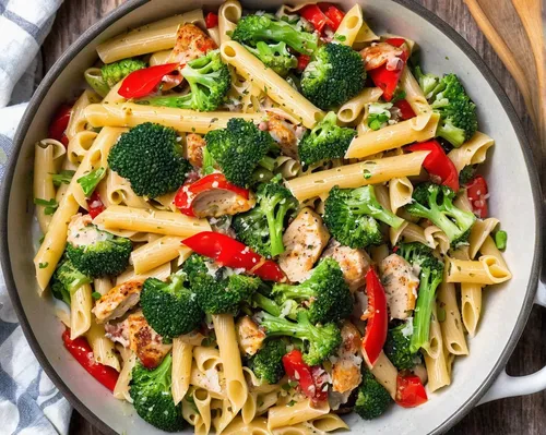 Ready in under 25 minutes, creamy, loaded with broccoli, chicken sausage, and roasted red bell peppers. This chicken broccoli pasta is a knock-out dish! #recipe from thissillygirlskitchen.com #chicken