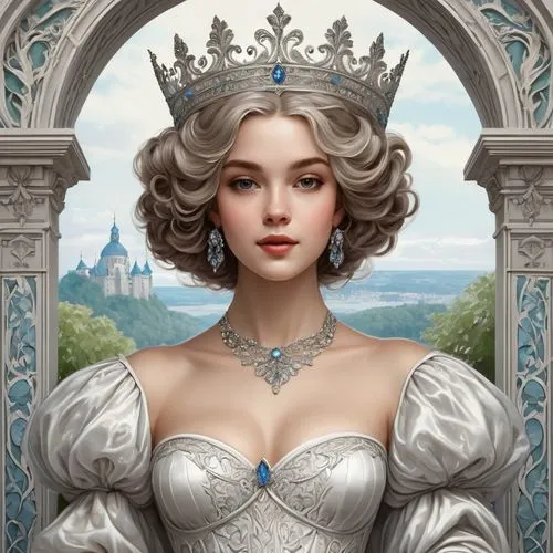 principessa,noblewoman,cinderella,archduchess,white rose snow queen,fantasy portrait,Illustration,Retro,Retro 08