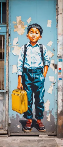 Lift your hand to ask a question in the classroom.,urban street art,streetart,street art,urban art,grafitti,graffiti art,saigon,hanoi,kids illustration,teaching children to recycle,street artists,wall