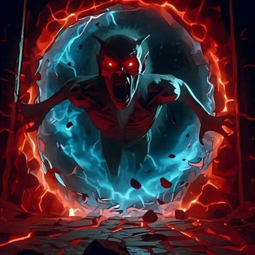 devil,grimm reaper,portal,death god,dark-type,spawn,devil wall,red lantern,blood icon,supernatural creature,dodge warlock,magus,orb,dark art,electro,game illustration,wall,debt spell,dracula,twitch icon