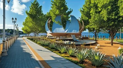 a rendering showing a path with benches in a park,mangalia,mudanya,skikda,kusadasi,antalya,gemlik,Photography,General,Realistic