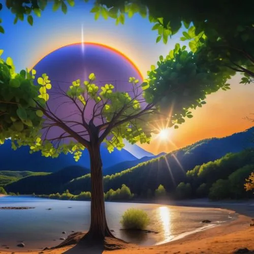 colorful tree of life,landscape background,lone tree,circle around tree,full hd wallpaper,background view nature,isolated tree,cartoon video game background,the japanese tree,mountain sunrise,nature l