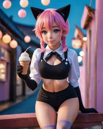 kawaii ice cream,hibari,mae,ayane,anime 3d,doll cat,Photography,General,Cinematic