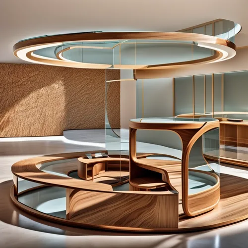 circular staircase,coffee table,interior modern design,winding staircase,3d rendering,conference table,spiral staircase,kitchen design,archidaily,orrery,dining table,modern living room,penthouse apartment,search interior solutions,conference room table,sky space concept,revolving light,wooden desk,dining room table,writing desk