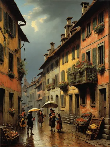 Compose a cheerful poem about cuddling up with a loved one on a rainy day.,oberlo,italian painter,street scene,andreas achenbach,village scene,venetian,lucca,ponte vecchio,gondolier,kathmandu,medieval