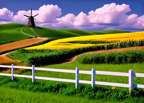 dutch landscape,landscape background,rural landscape,farm landscape,meadow landscape,springtime background,home landscape,farm background,fields of wind turbines,spring background,beautiful landscape,windmills,field of rapeseeds,nature landscape,countryside,the netherlands,tulips field,dutch windmill,polder,green landscape,Conceptual Art,Fantasy,Fantasy 14