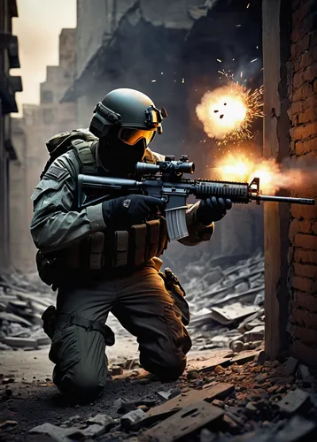 fuze,submachine gun,m4a1 carbine,combat pistol shooting,warsaw uprising,gas grenade,swat,man holding gun and light,shooter game,ballistic vest,katowice,vigil,dissipator,mortar,battlefield,war correspondent,grenade,tactical flashlight,combat medic,kalashnikov,Illustration,Abstract Fantasy,Abstract Fantasy 06