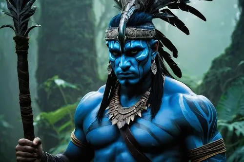 avatar,blue demon,blue enchantress,shaman,tribal chief,blue tiger,blue snake,warrior east,shamanic,mean bluish,om,aladha,male character,mystique,poseidon god face,shamanism,alien warrior,aladin,shiva,sea god,Photography,Fashion Photography,Fashion Photography 15