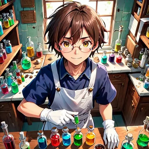 chemist,washing dishes,scientist,apothecary,cookery,bartender,chemical laboratory,wash the dishes,confectioner,watchmaker,painting eggs,soap shop,hand washing,cooking salt,star kitchen,laboratory,food coloring,cooking chocolate,handymax,kitchen shop,Anime,Anime,Traditional