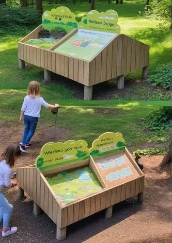 Theme: Wetland-Natural Sponge, Object: Large-scale interactive game equipment suitable for teenagers {refer to the attached picture}, Location: Wetland Park,outdoor play equipment,play area,children's