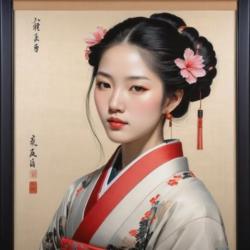 geiko,geisha girl,gisaeng,geisha,kommuna,heungseon,Illustration,Abstract Fantasy,Abstract Fantasy 18