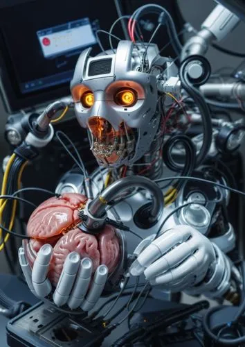 electrophysiologist,endoskeleton,man with a computer,medical technology,computer tomography,animatronic,Photography,General,Realistic