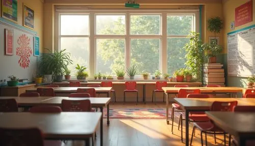 classroom,class room,schoolroom,school design,classrooms,schoolrooms,desks,kindergarten,school desk,lunchroom,schoolbreak,study room,children's interior,school benches,elementary school,schoolyard,morning light,school start,lunchrooms,3d render,Photography,General,Realistic