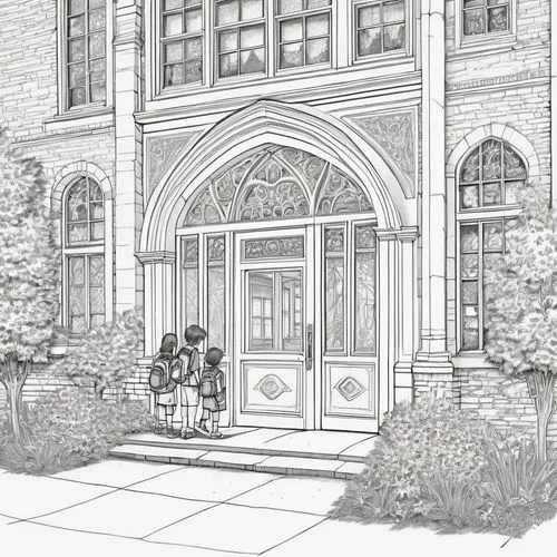 fieldston,renderings,sketchup,coloring page,cwru,fontbonne,Illustration,Black and White,Black and White 13