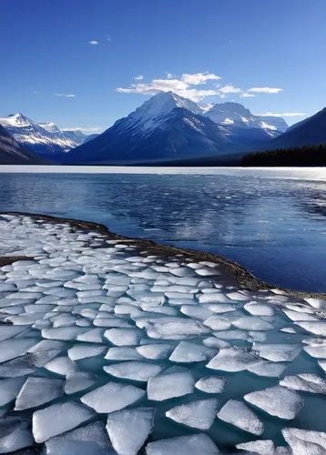 The ice on Lake McDonald has begun to thaw on Monday, April 7, in Glacier National Park. (4/7/14),vermilion lakes,ice landscape,glacial melt,jasper national park,ice floes,lake mcdonald,ice floe,glaci