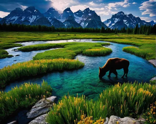 mountain pasture,nature mongolia,beautiful landscape,mountain meadow,inner mongolian beauty,nature of mongolia,united states national park,meadow landscape,tibet,wild horse,landscapes beautiful,alpine meadow,wild horses,salt meadow landscape,altai,nature landscape,alpine cow,pasture,mountain tundra,grand teton,Illustration,Realistic Fantasy,Realistic Fantasy 08