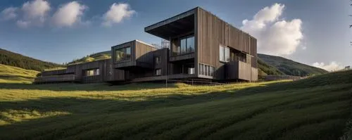 cubic house,dunes house,house in mountains,cube house,cube stilt houses,grass roof,house in the mountains,corten steel,modern architecture,timber house,modern house,wooden house,eco-construction,frame