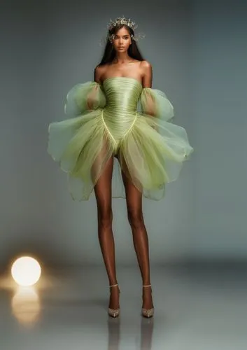 tiana,tutu,tulle,crinoline,dress form,ballet tutu,fashion design,fairy queen,ball gown,hoopskirt,haute couture,quinceañera,designer dolls,runway,twirl,barbie doll,light green,twirling,dress doll,fashion dolls,Photography,General,Realistic